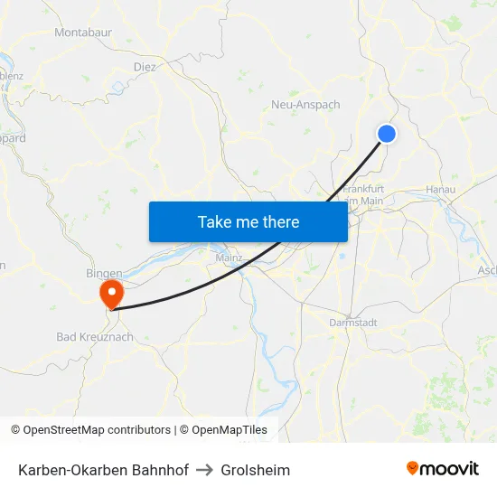 Karben-Okarben Bahnhof to Grolsheim map