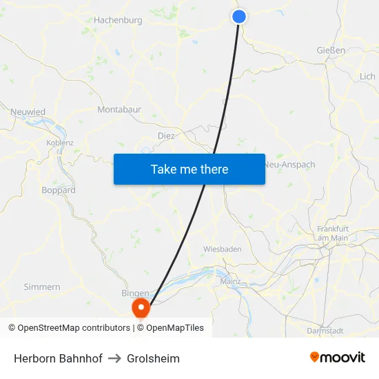 Herborn Bahnhof to Grolsheim map