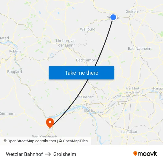 Wetzlar Bahnhof to Grolsheim map
