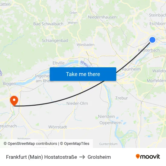 Frankfurt (Main) Hostatostraße to Grolsheim map