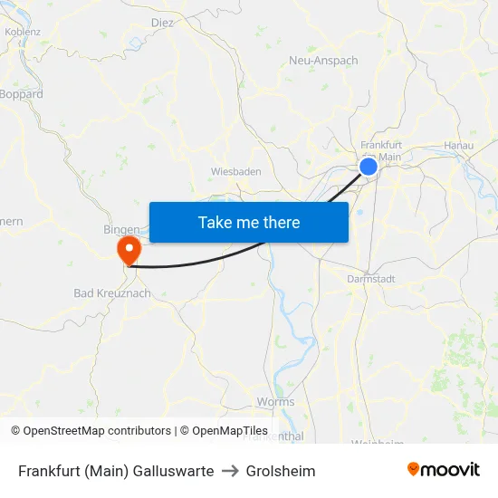 Frankfurt (Main) Galluswarte to Grolsheim map