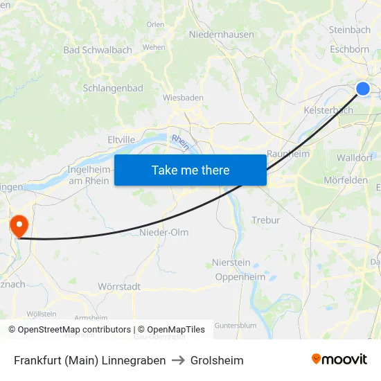 Frankfurt (Main) Linnegraben to Grolsheim map