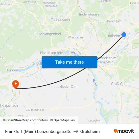 Frankfurt (Main) Lenzenbergstraße to Grolsheim map