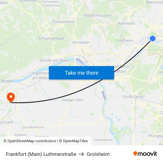 Frankfurt (Main) Luthmerstraße to Grolsheim map