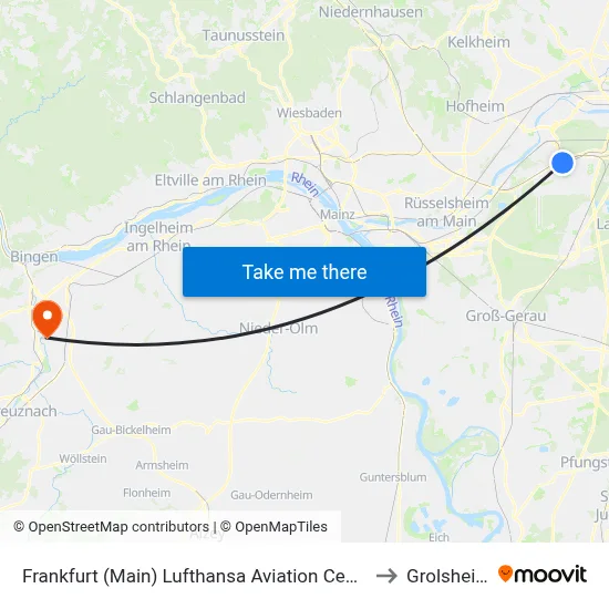 Frankfurt (Main) Lufthansa Aviation Center to Grolsheim map