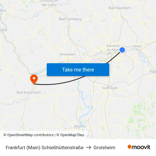 Frankfurt (Main) Schießhüttenstraße to Grolsheim map