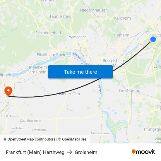 Frankfurt (Main) Harthweg to Grolsheim map