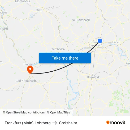 Frankfurt (Main) Lohrberg to Grolsheim map