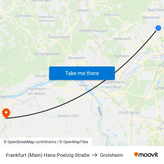 Frankfurt (Main) Hans-Poelzig-Straße to Grolsheim map