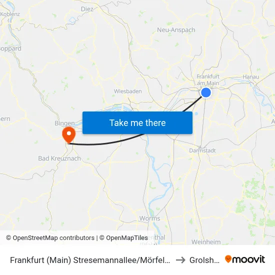Frankfurt (Main) Stresemannallee/Mörfelder Landstr to Grolsheim map