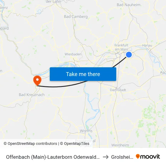 Offenbach (Main)-Lauterborn Odenwaldring to Grolsheim map