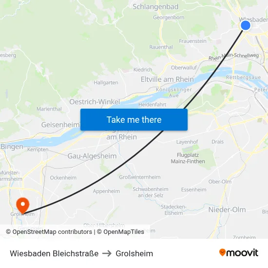 Wiesbaden Bleichstraße to Grolsheim map