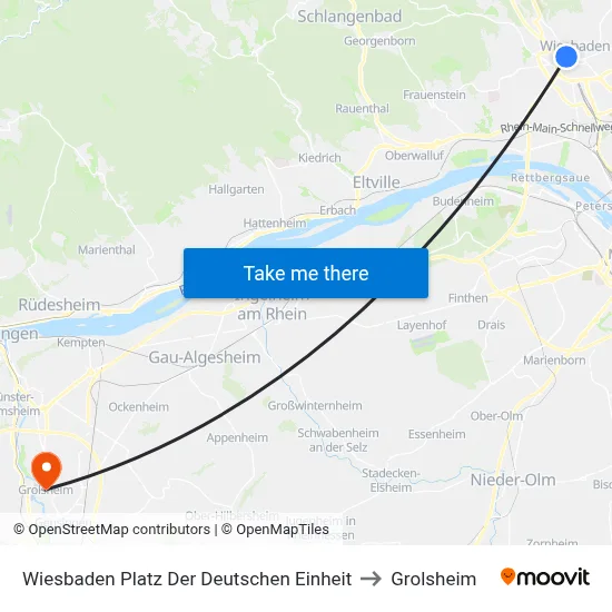Wiesbaden Platz Der Deutschen Einheit to Grolsheim map