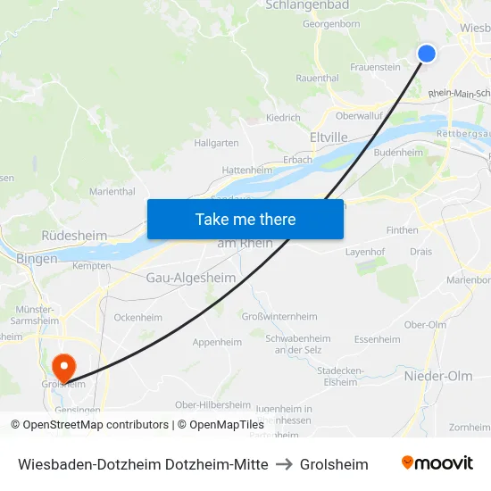 Wiesbaden-Dotzheim Dotzheim-Mitte to Grolsheim map