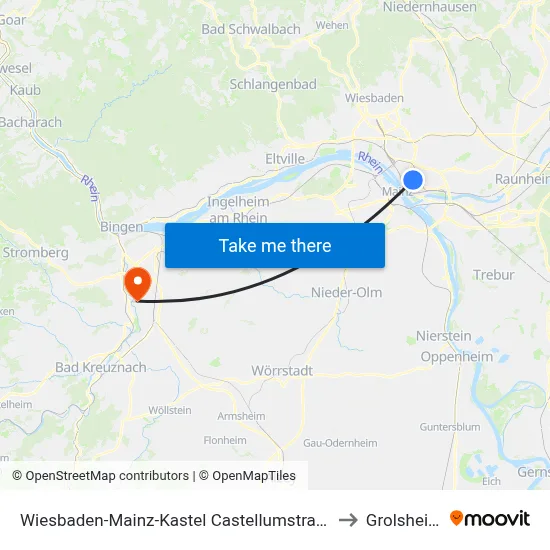 Wiesbaden-Mainz-Kastel Castellumstraße to Grolsheim map