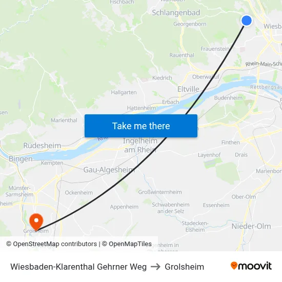 Wiesbaden-Klarenthal Gehrner Weg to Grolsheim map