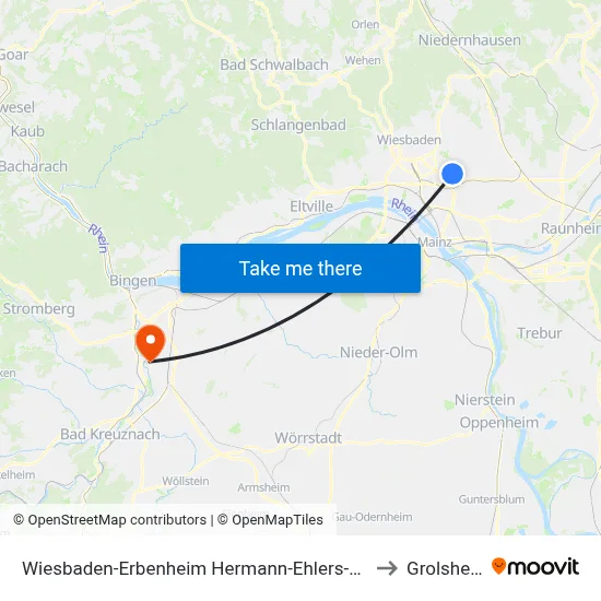 Wiesbaden-Erbenheim Hermann-Ehlers-Schule to Grolsheim map