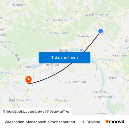 Wiesbaden-Medenbach Kirschenbergstraße to Grolsheim map