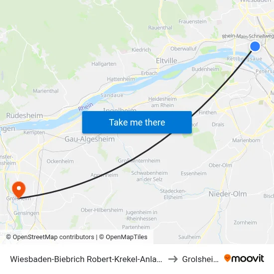 Wiesbaden-Biebrich Robert-Krekel-Anlage to Grolsheim map