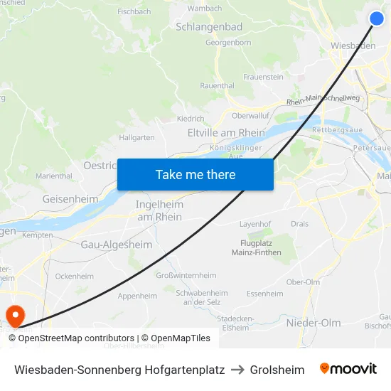 Wiesbaden-Sonnenberg Hofgartenplatz to Grolsheim map