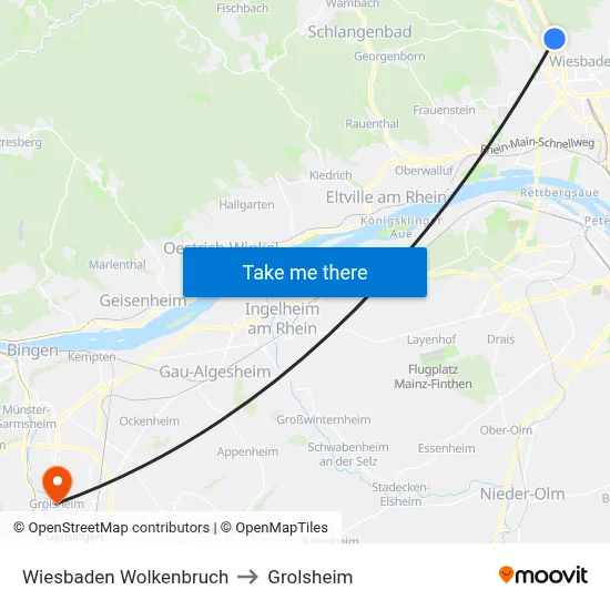 Wiesbaden Wolkenbruch to Grolsheim map