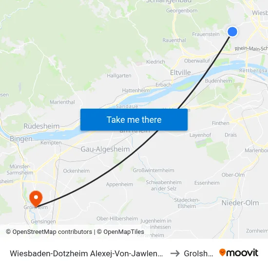 Wiesbaden-Dotzheim Alexej-Von-Jawlensky-Schule to Grolsheim map