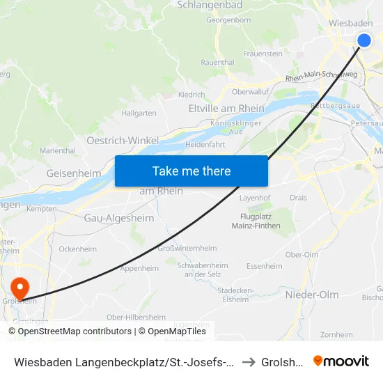 Wiesbaden Langenbeckplatz/St.-Josefs-Hospital to Grolsheim map