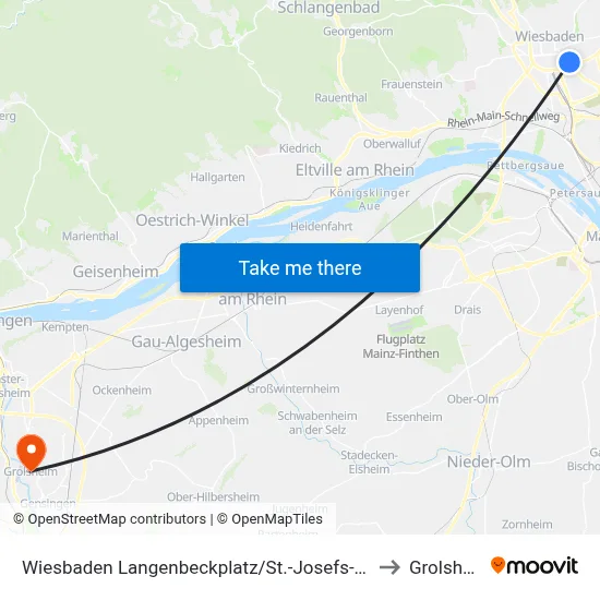 Wiesbaden Langenbeckplatz/St.-Josefs-Hospital to Grolsheim map