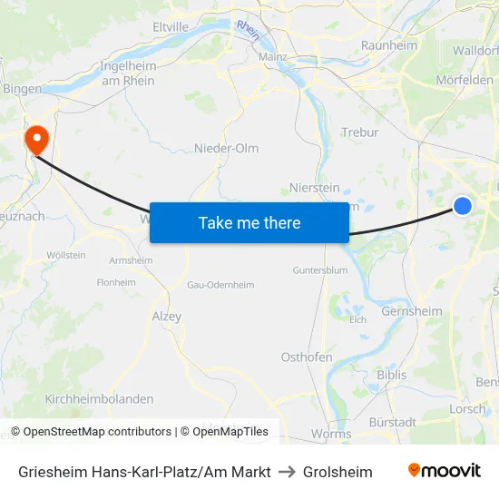 Griesheim Hans-Karl-Platz/Am Markt to Grolsheim map