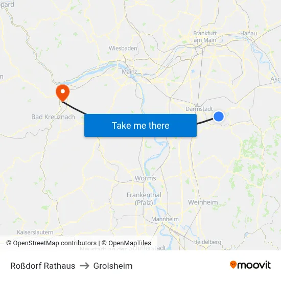 Roßdorf Rathaus to Grolsheim map