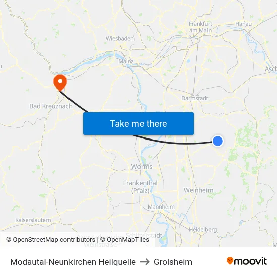 Modautal-Neunkirchen Heilquelle to Grolsheim map