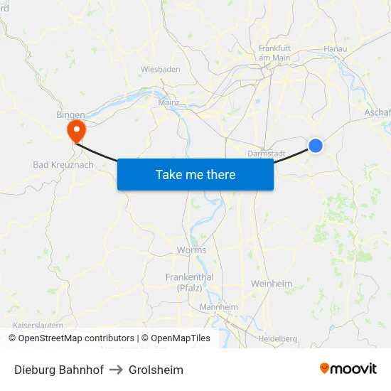 Dieburg Bahnhof to Grolsheim map