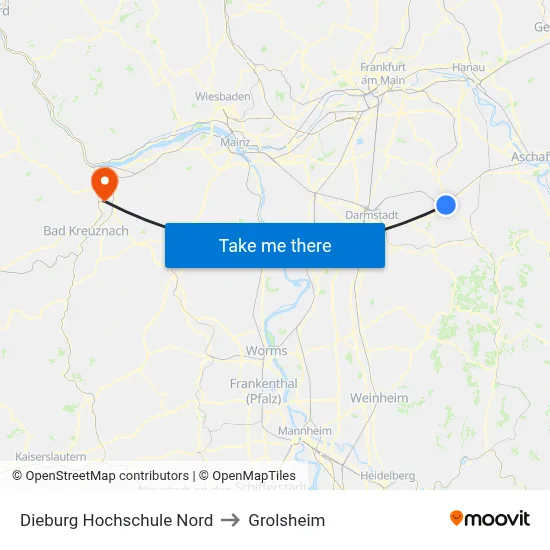 Dieburg Hochschule Nord to Grolsheim map