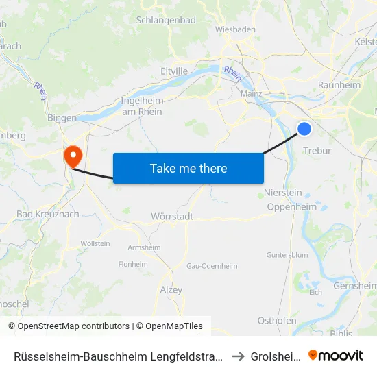 Rüsselsheim-Bauschheim Lengfeldstraße to Grolsheim map