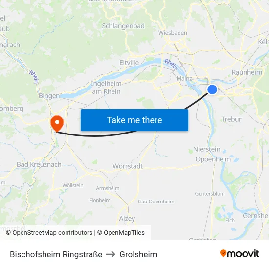 Bischofsheim Ringstraße to Grolsheim map