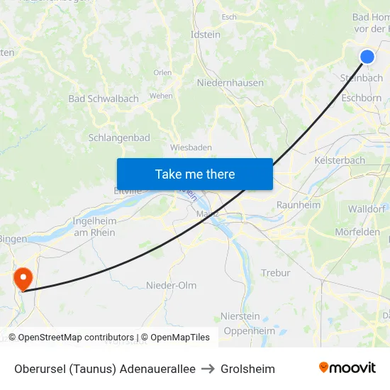 Oberursel (Taunus) Adenauerallee to Grolsheim map