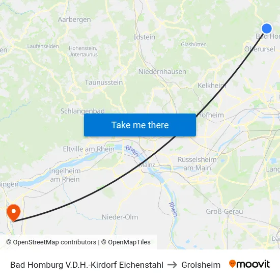 Bad Homburg V.D.H.-Kirdorf Eichenstahl to Grolsheim map