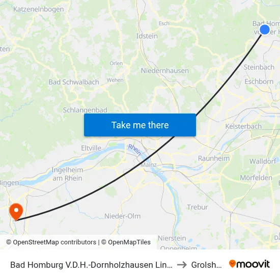 Bad Homburg V.D.H.-Dornholzhausen Lindenallee to Grolsheim map