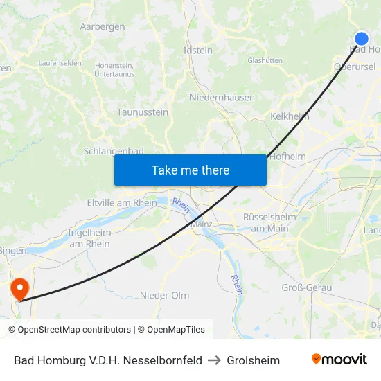 Bad Homburg V.D.H. Nesselbornfeld to Grolsheim map