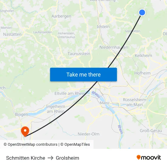 Schmitten Kirche to Grolsheim map