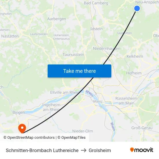 Schmitten-Brombach Luthereiche to Grolsheim map