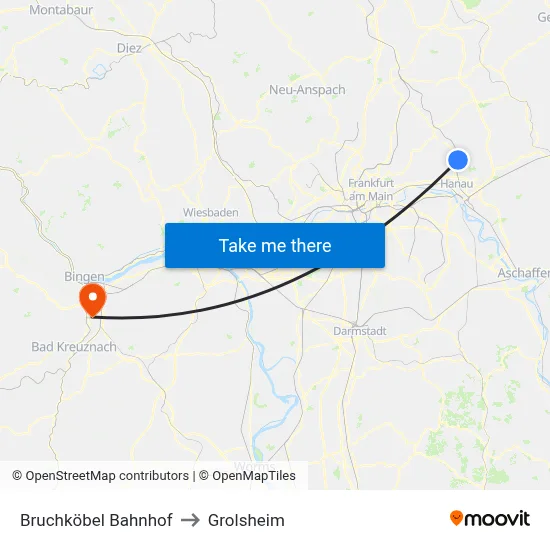 Bruchköbel Bahnhof to Grolsheim map