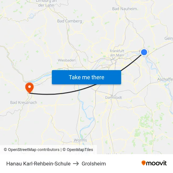 Hanau Karl-Rehbein-Schule to Grolsheim map