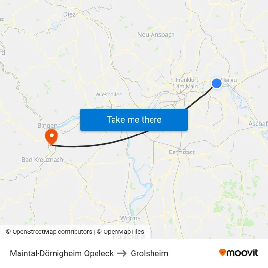 Maintal-Dörnigheim Opeleck to Grolsheim map