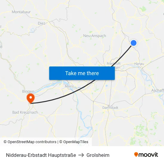 Nidderau-Erbstadt Hauptstraße to Grolsheim map