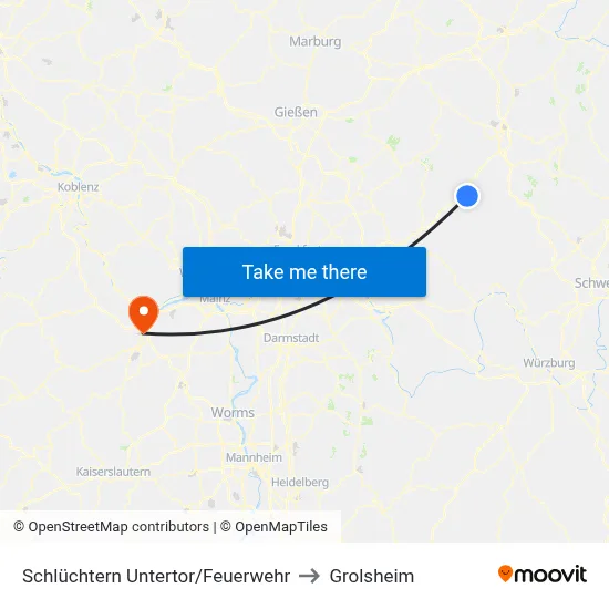 Schlüchtern Untertor/Feuerwehr to Grolsheim map