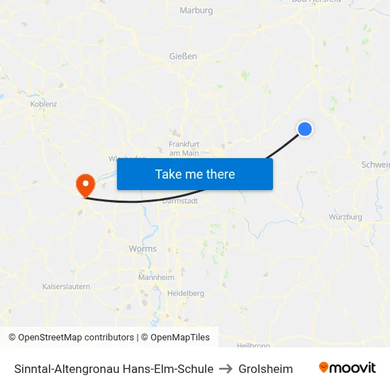 Sinntal-Altengronau Hans-Elm-Schule to Grolsheim map