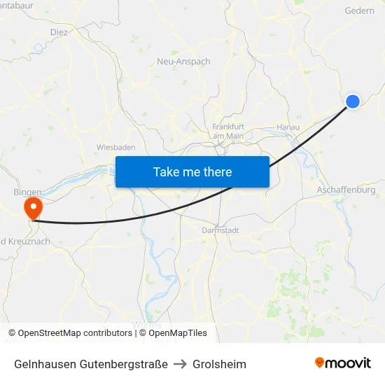 Gelnhausen Gutenbergstraße to Grolsheim map