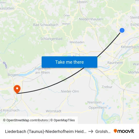 Liederbach (Taunus)-Niederhofheim Heidesiedlung to Grolsheim map