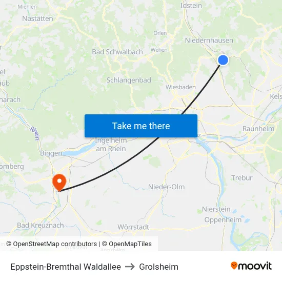 Eppstein-Bremthal Waldallee to Grolsheim map